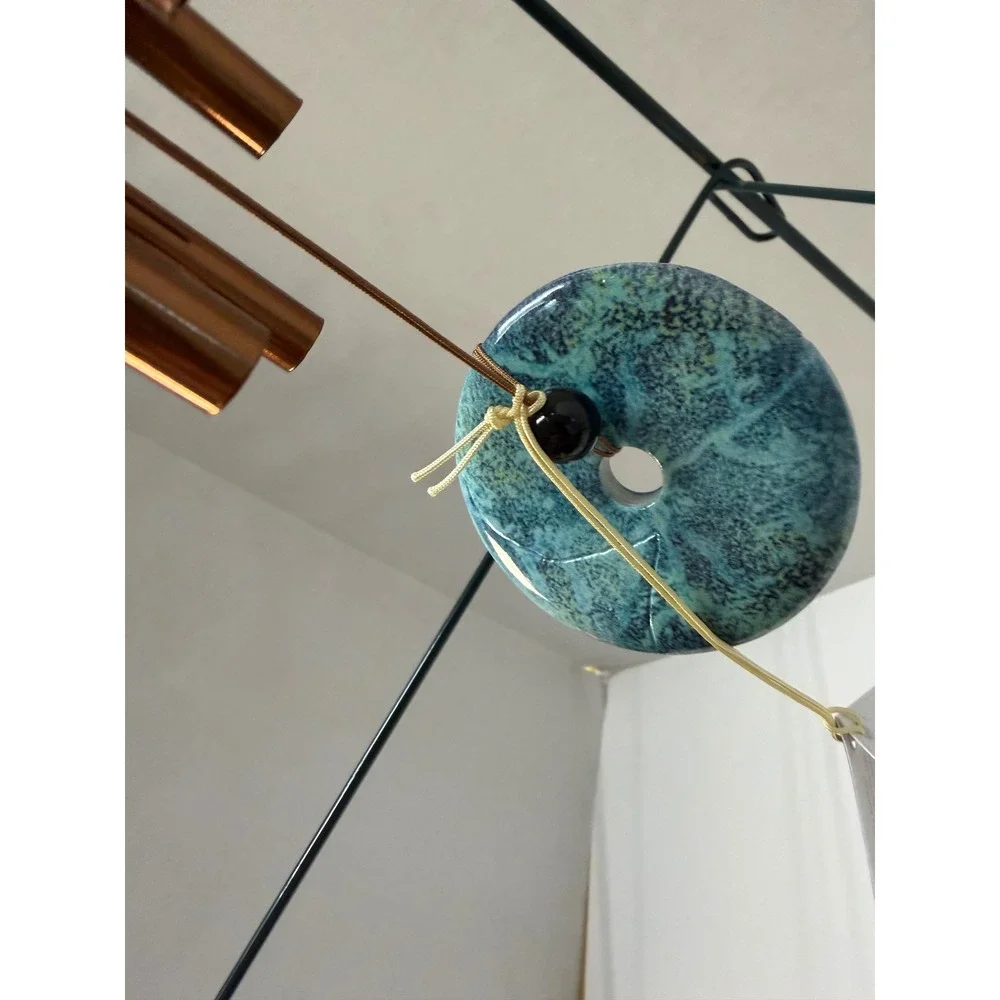 Woodstock Turquoise Chime Petite Bronze Tubes Wood Top Wind Chime WTBRN NEW